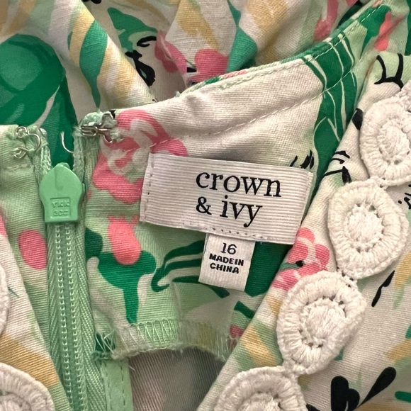 Size 16 Crown & Ivy Green Cotton Sheath dress Garden Bunny design Sleeveles - Picture 4 of 6